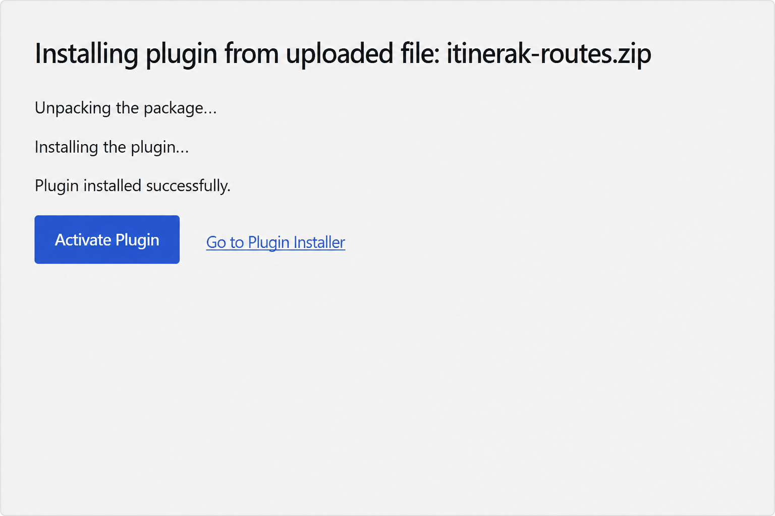 Activate the Itinerak plugin after installation in WordPress